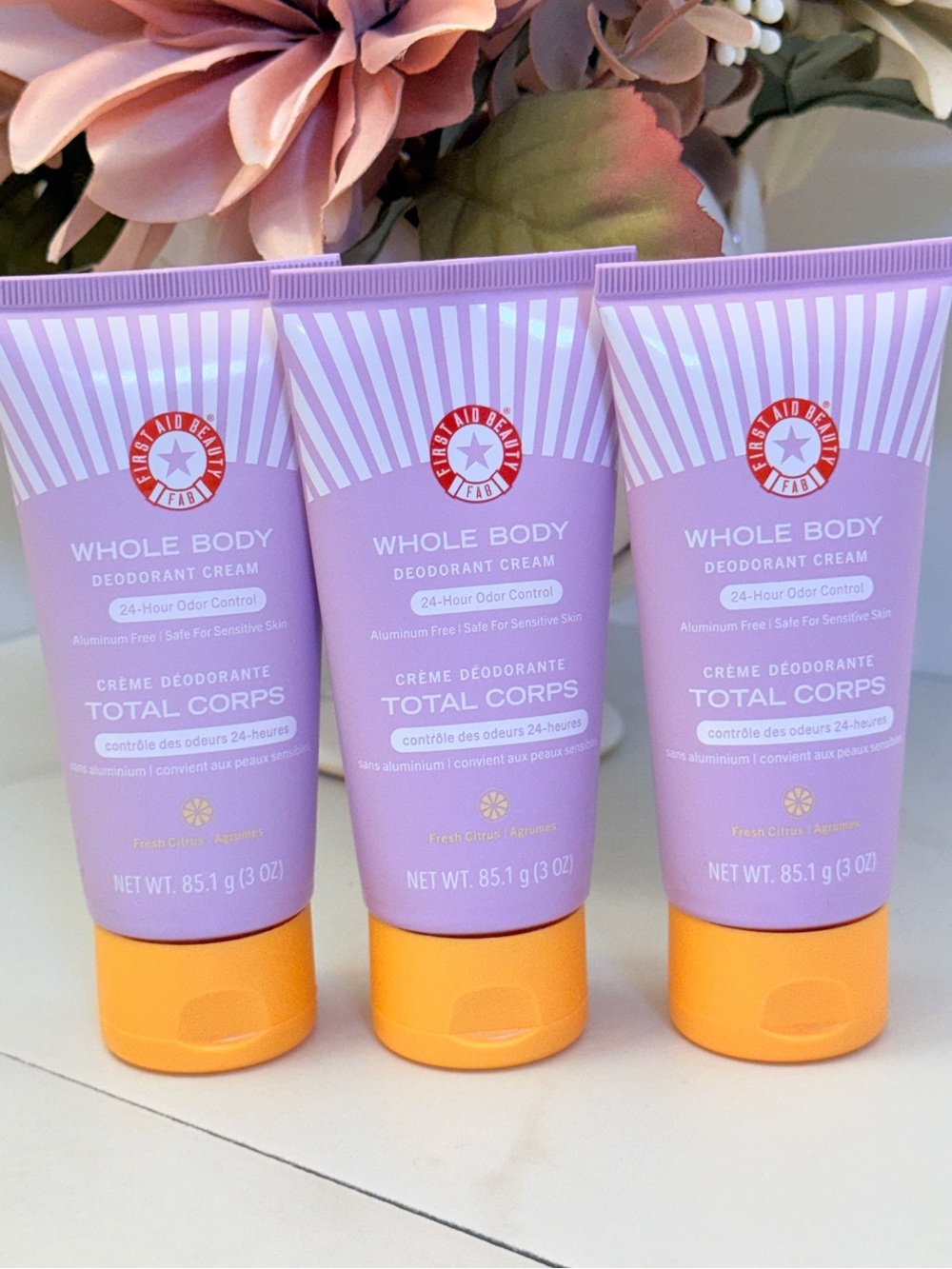 3x First Aid Beauty Whole Body Deodorant Cream 3 oz - Fresh Citrus - NEW SEALED - Picture 1 of 4